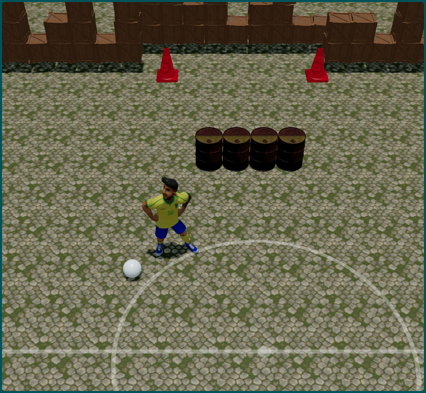 Brabos.dev — Jogo arcade 3D de futebol com personagem estilizado do Brasil